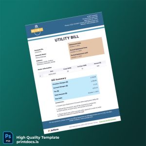 ACME Company Editable Utility Bill Template in Word and PDF formats