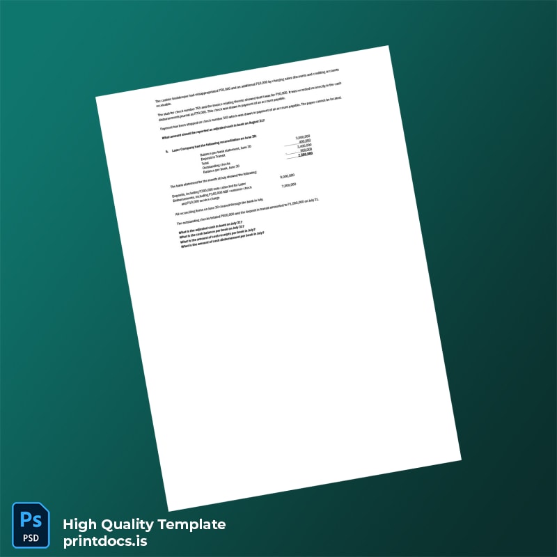 Activity For Bank Recon and Proof of Cash Template in Word and PDF formats page 2