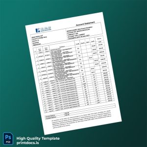 Afghanistan Afghan United Bank Statement Template in Word and PDF formats