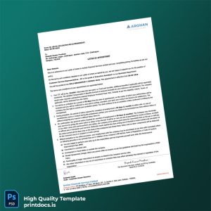 Printable Arohan Financial Services Limited Employment Verification Letter Template (Word & PDF) Image Preview - PrintDocs