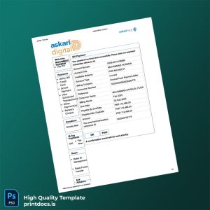 Askari Bank Editable Utility Bill Template in Word and PDF formats