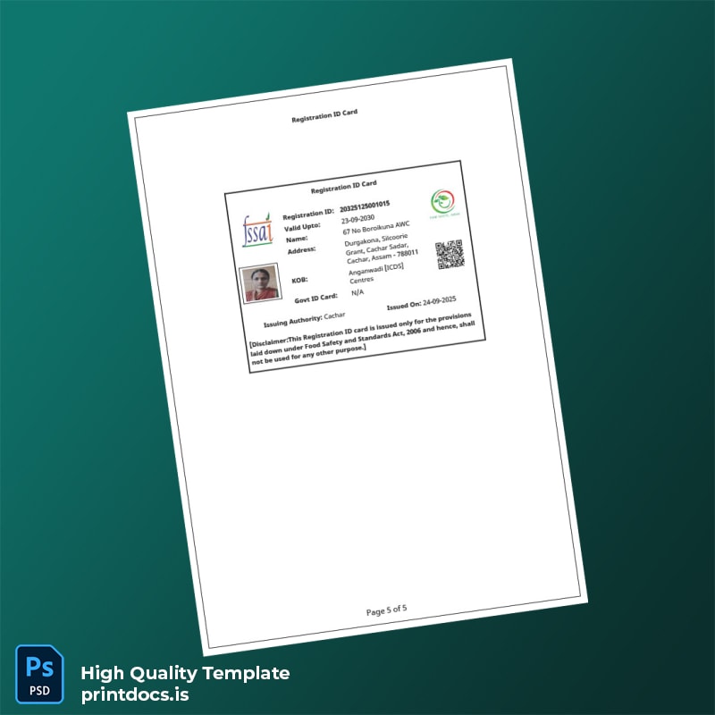 Printable Assam Government Registration Certificate Template in Word and PDF formats page 5 Image Preview - PrintDocs