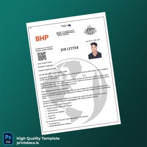 Printable Australia BHP Company Employment Verification Letter Template (Word & PDF) Image Preview - PrintDocs