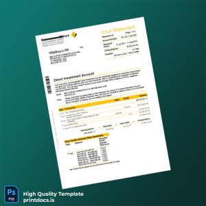 Australia Commonwealth Bank Statement Template in Word and PDF formats