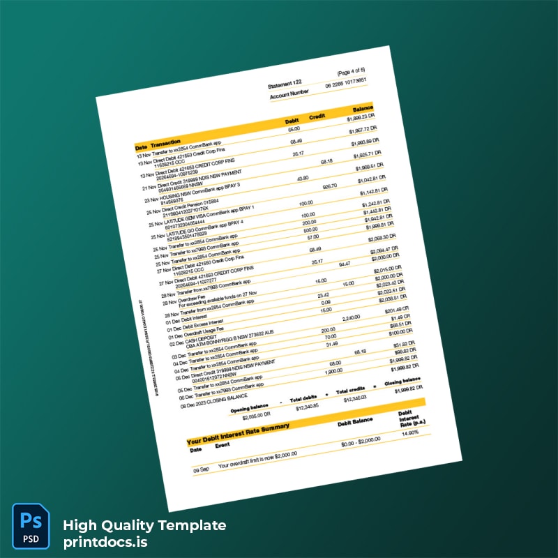 Australia Document Type Template in Word and PDF formats page 4