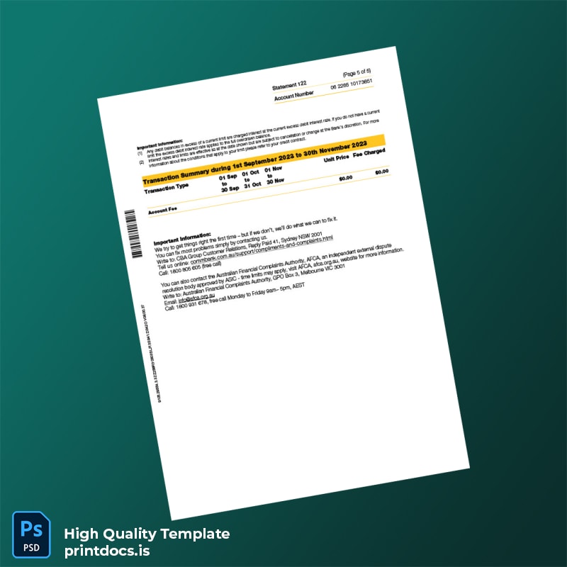 Australia Document Type Template in Word and PDF formats page 5