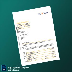 Australia ING Bank Bank Statement Template in Word and PDF formats