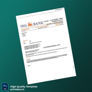 Australia ING Bank Statement Template in Word and PDF formats