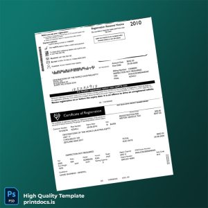 Printable Australia RTA Certificate of Registration Template (Word & PDF) Image Preview - PrintDocs