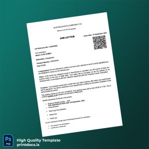 Printable Australia RTS Company Ltd Employment Verification Letter Template (Word & PDF) Image Preview - PrintDocs