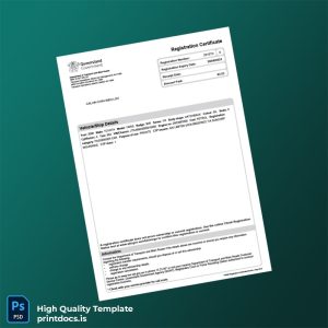 Printable Australia Registration Certificate Template (Word & PDF) Image Preview