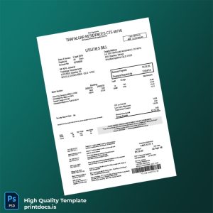 Australia Silver Asset Services Editable Utility Bill Template in Word and PDF formats