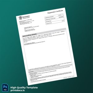 Printable Australia Vehicle Registration Certificate Template (Word & PDF) Image Preview
