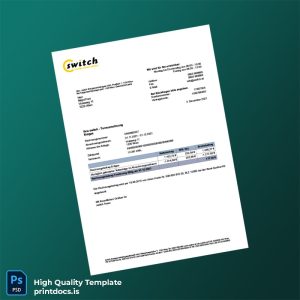 Austria Switch Energievertriebsgesellschaft mbH Editable Utility Bill Template in Word and PDF formats