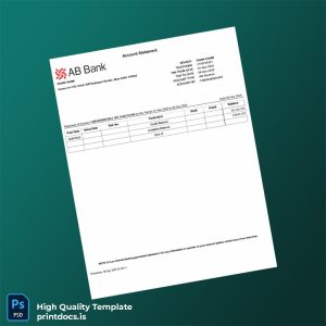 Bangladesh AB Bank Statement Template in Word and PDF formats