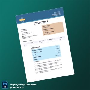 Bangladesh ABC Powers Inc Editable Utility Bill Template in Word and PDF formats