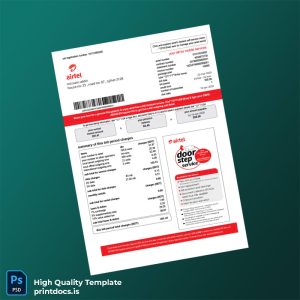 Bangladesh Airtel Editable Phone Bill Template in Word and PDF formats