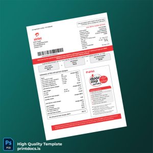 Bangladesh Airtel Editable Utility Bill Template in Word and PDF formats
