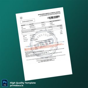 Printable Bangladesh BM DC Portable Registration Certificate Template (Word & PDF) Image Preview - PrintDocs