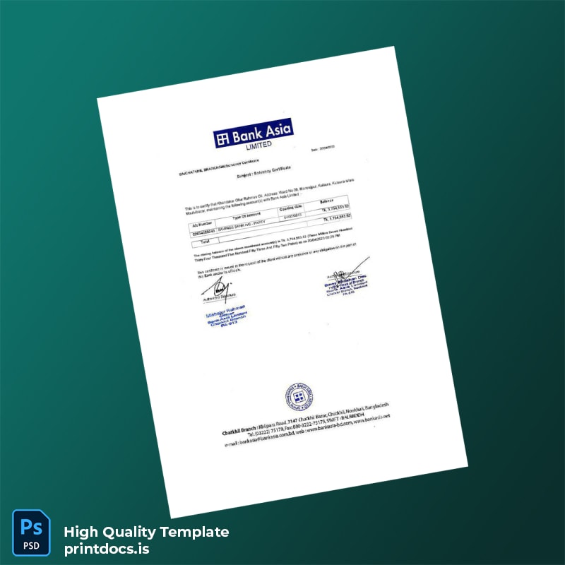 Bangladesh Bank Asia Statement Template in Word and PDF formats page 4