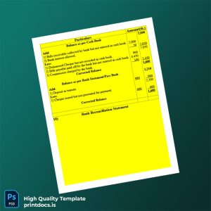 Bangladesh Bank Reconciliation Statement Template in Word and PDF formats