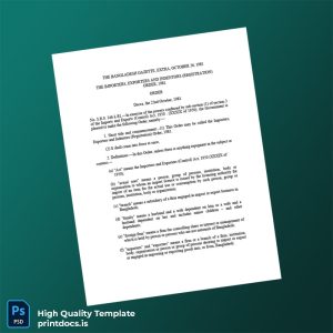 Printable Bangladesh Chief Controller of Imports and Exports Business Registration Certificate Template (Word & PDF) Image Preview - PrintDocs