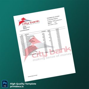 Bangladesh City Bank Statement Template in Word and PDF formats