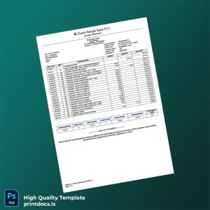 Bangladesh DBBL Bank Statement Template in Word and PDF formats