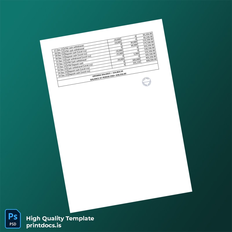 Bangladesh EXIM Bank Statement Template in Word and PDF formats page 5