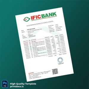 Bangladesh IFIC Bank Statement Template in Word and PDF formats