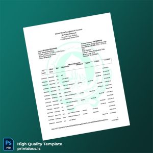 Bangladesh Islami Bank Bangladesh Limited Bank Statement Template in Word and PDF formats