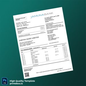 Bangladesh Jamuna Bank Statement Template in Word and PDF formats