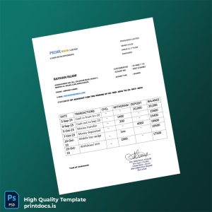 Bangladesh Janata Bank Savings Account Statement Template in Word and PDF formats