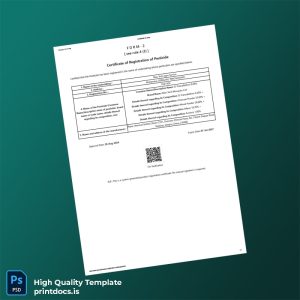 Printable Bangladesh Ministry of Agriculture Registration Certificate Template (Word & PDF) Image Preview - PrintDocs