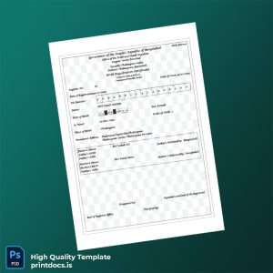 Printable Bangladesh Office of the Birth and Death Registrar Birth Registration Certificate Template (Word & PDF) Image Preview - PrintDocs