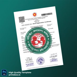 Printable Bangladesh Office of the Registrar Birth Certificate Template (Word & PDF) Image Preview - PrintDocs
