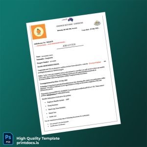 Printable Bangladesh Orange Botanic Gardens Employment Verification Letter Template (Word & PDF) Image Preview - PrintDocs
