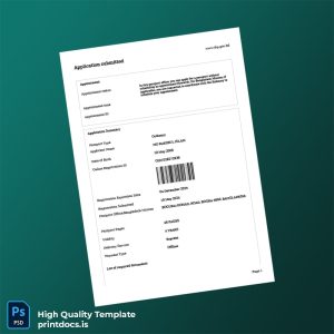 Printable Bangladesh Passport Office Registration Summary Template (Word & PDF) Image Preview - PrintDocs