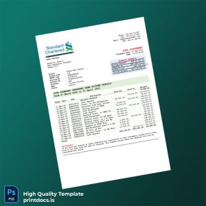 Bangladesh Standard Chartered Editable Bank Statement Template in Word and PDF formats