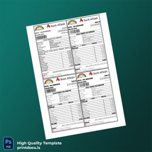 Bank Alfalah Editable Hostel Fee Challan Template in Word and PDF formats