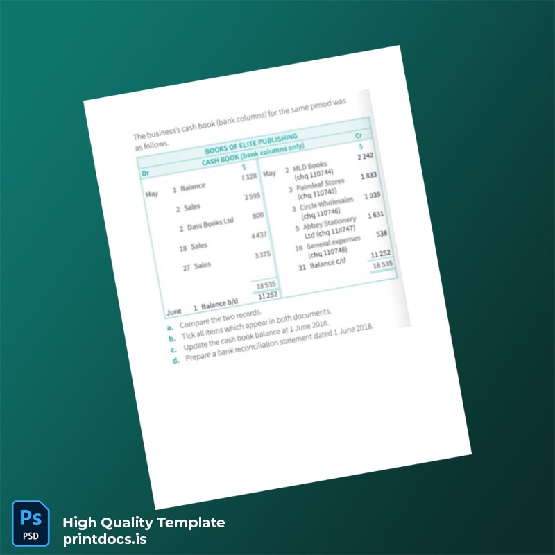 Bank Reconciliation Statement Quiz Template in Word and PDF formats page 2