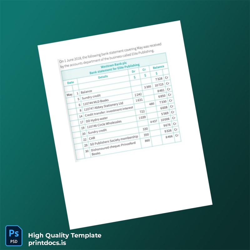 Bank Reconciliation Statement Quiz Template in Word and PDF formats