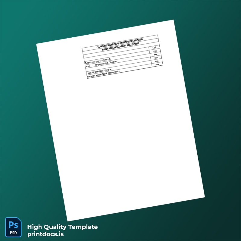 Bank Reconciliation Statement Template in Word and PDF formats
