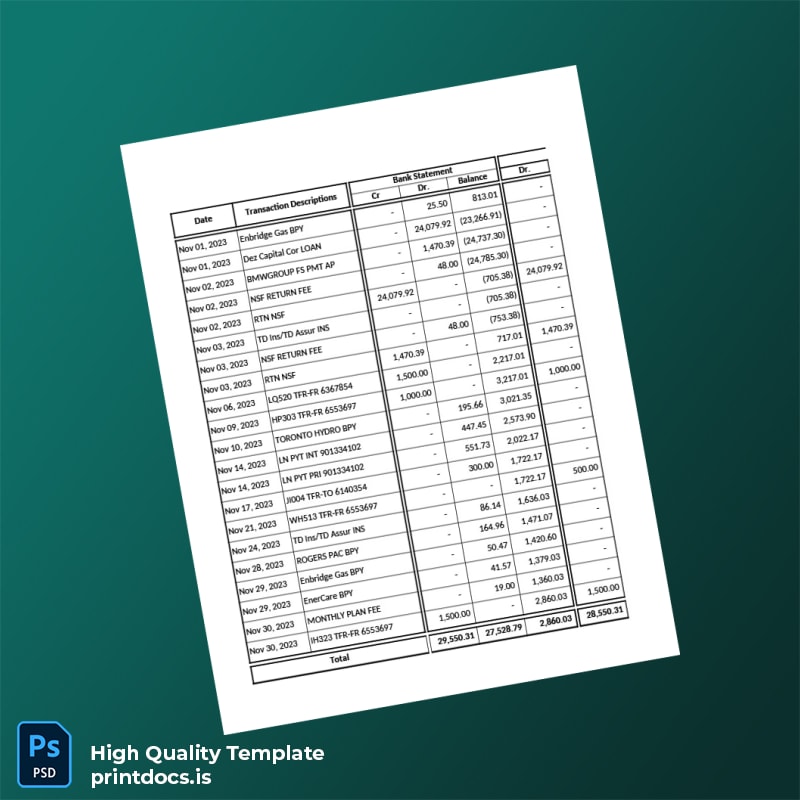Bank Reconciliation Template in Word and PDF formats page 3