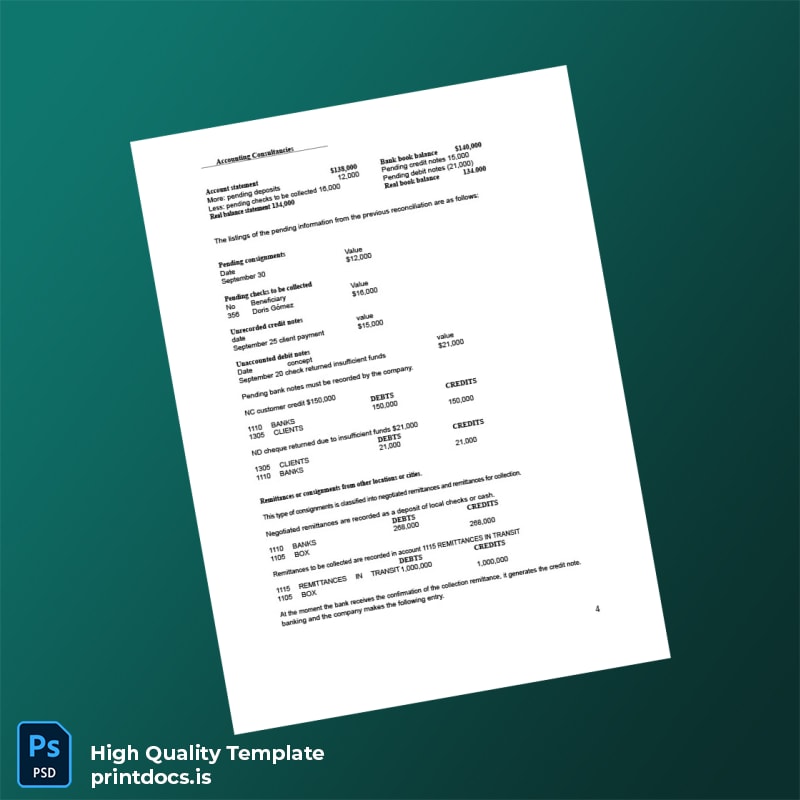 Bank Reconciliation Template in Word and PDF formats page 4