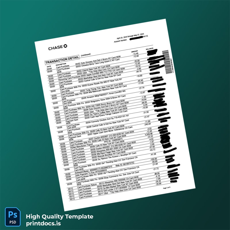 Bank Statement 2 Template in Word and PDF formats page 3