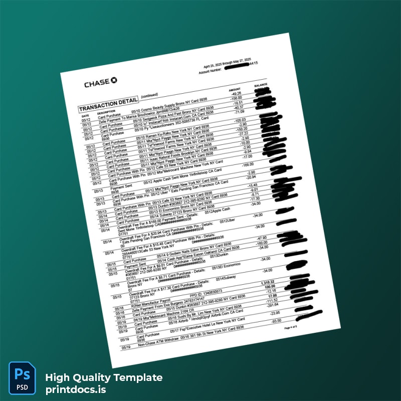 Bank Statement 2 Template in Word and PDF formats page 4