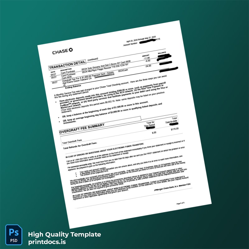 Bank Statement 2 Template in Word and PDF formats page 6
