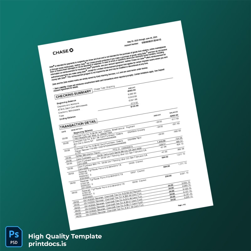 Bank Statement 3 Template in Word and PDF formats page 2