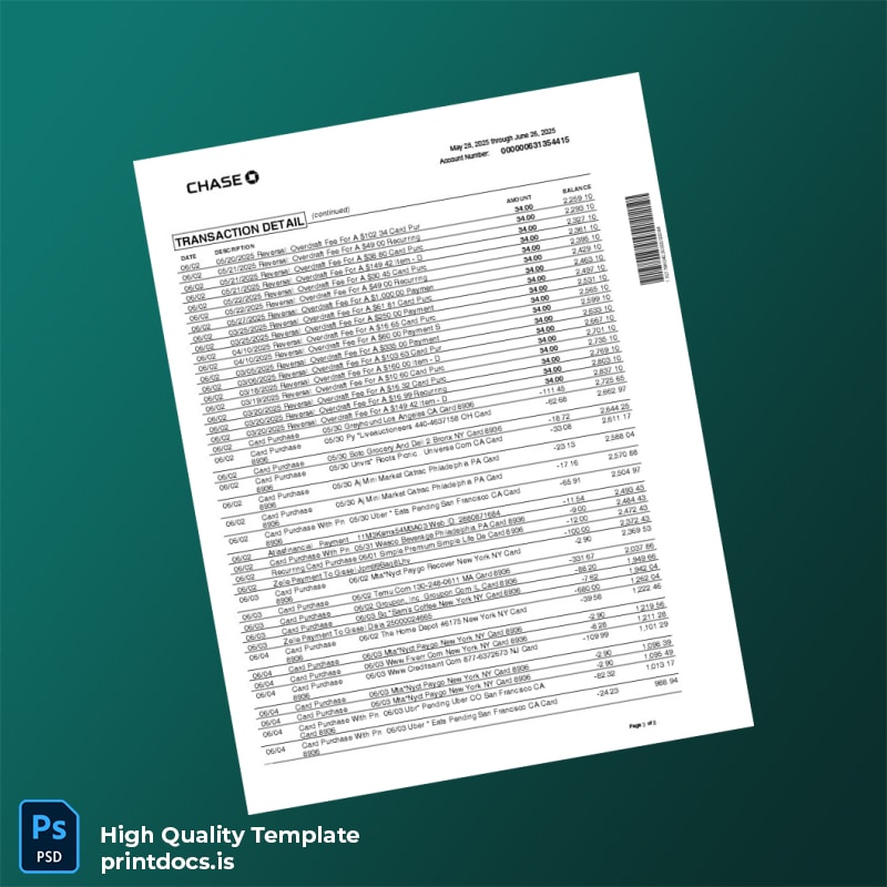 Bank Statement 3 Template in Word and PDF formats page 3